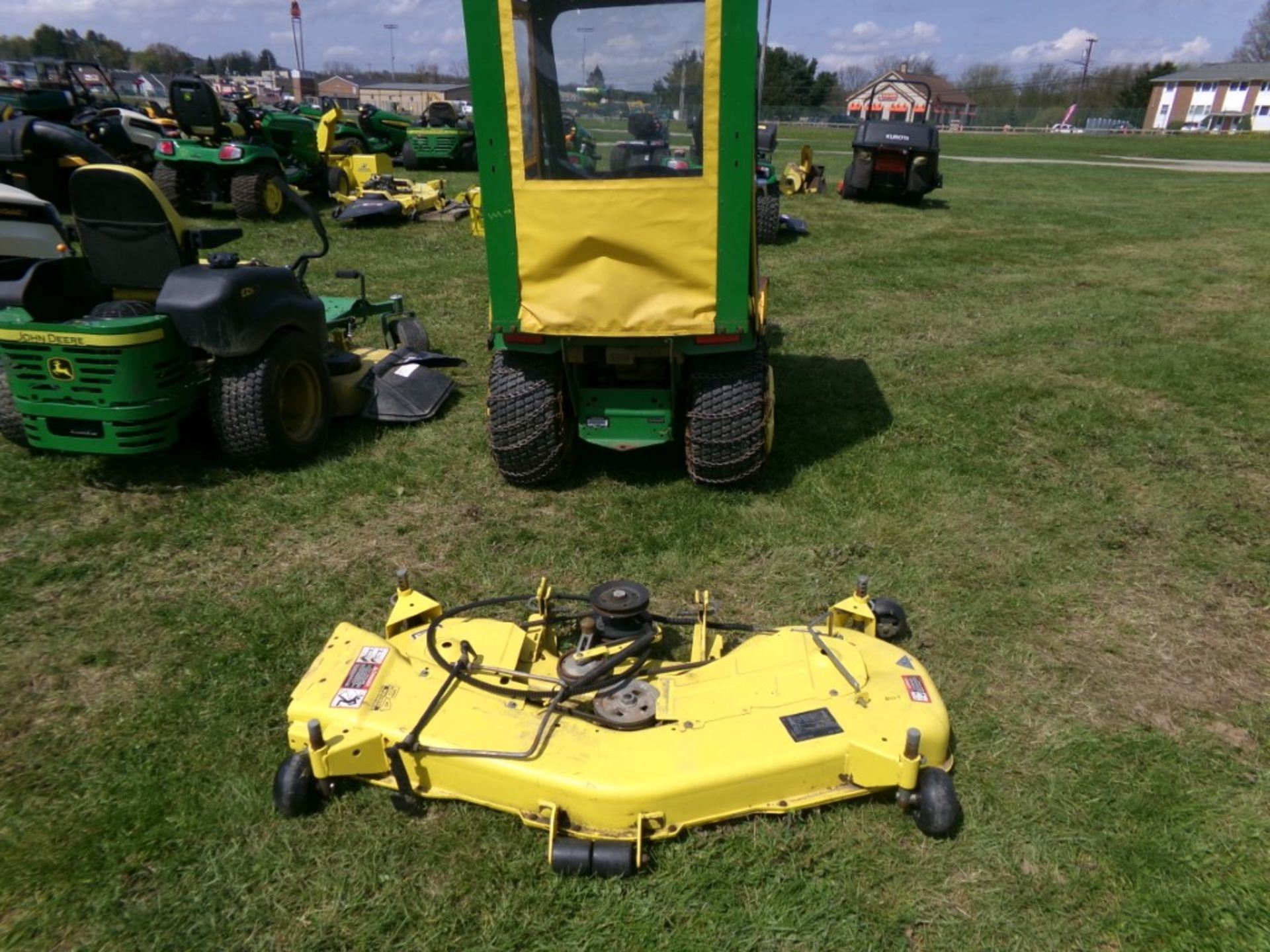 John Deere 335 Mower w/ 54'' Deck, 20 Hp V-Twin Eng., Curtis Hard Enclosure, JD 44'' Snowblower, - Image 3 of 3