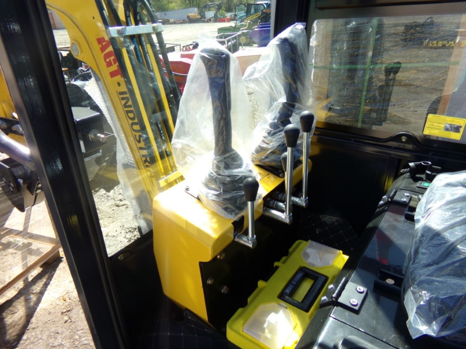New AGT Industrial QH13R Mini Excavator with Full Cab, Stationary Thumb, Grader Blade, Yellow - Image 5 of 5