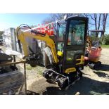 New AGT Industrial QH13R Mini Excavator with Full Cab, Stationary Thumb, Grader Blade, Yellow
