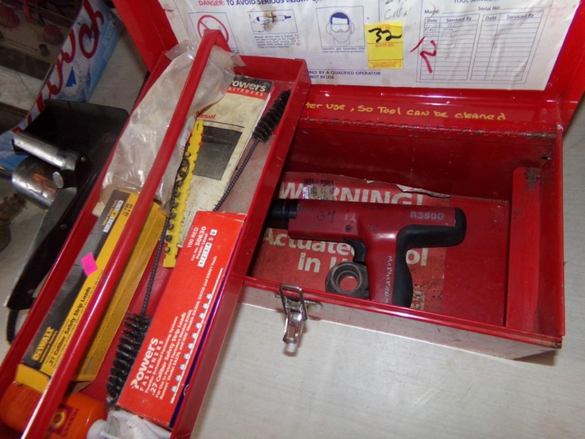 Powers R3500 Fastener w/Accessories in Red Metal Toolbox