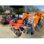 New AGT Industrial LH12R Mini Excavator with 16'' Bucket and Canopy, Stationary Thumb, Grader Blade