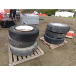 (6) Dayton Style Truck Wheels with 24.5 Tires on (2) Pallets