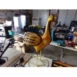 Yellow Tin Peacock Statue, 30'' Tall, Freestanding