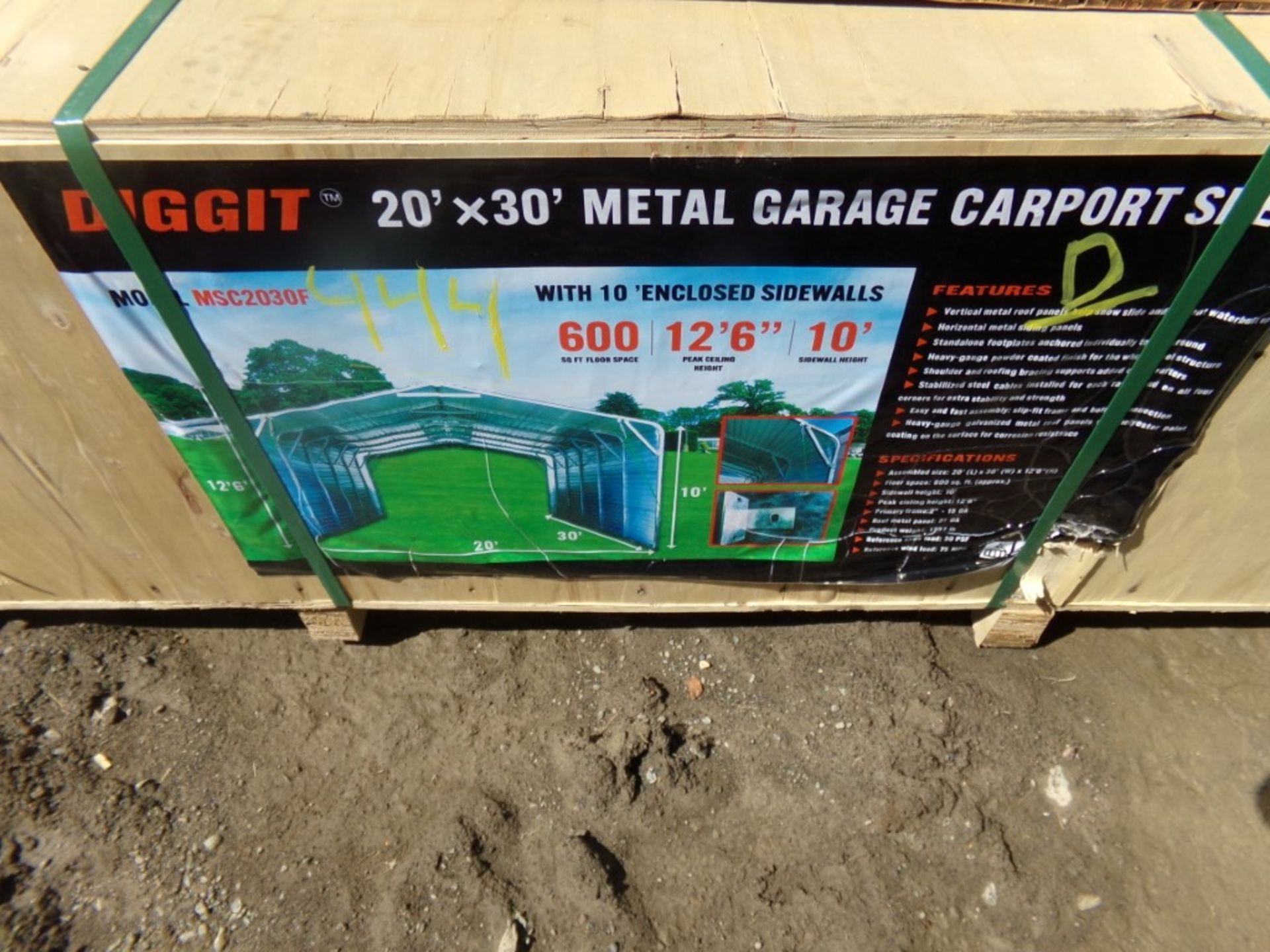 New Diggit 20' x 30' Metal Garage/Carport/Shed, 12' 6'' Tall with 10' Walls - Bild 2 aus 2