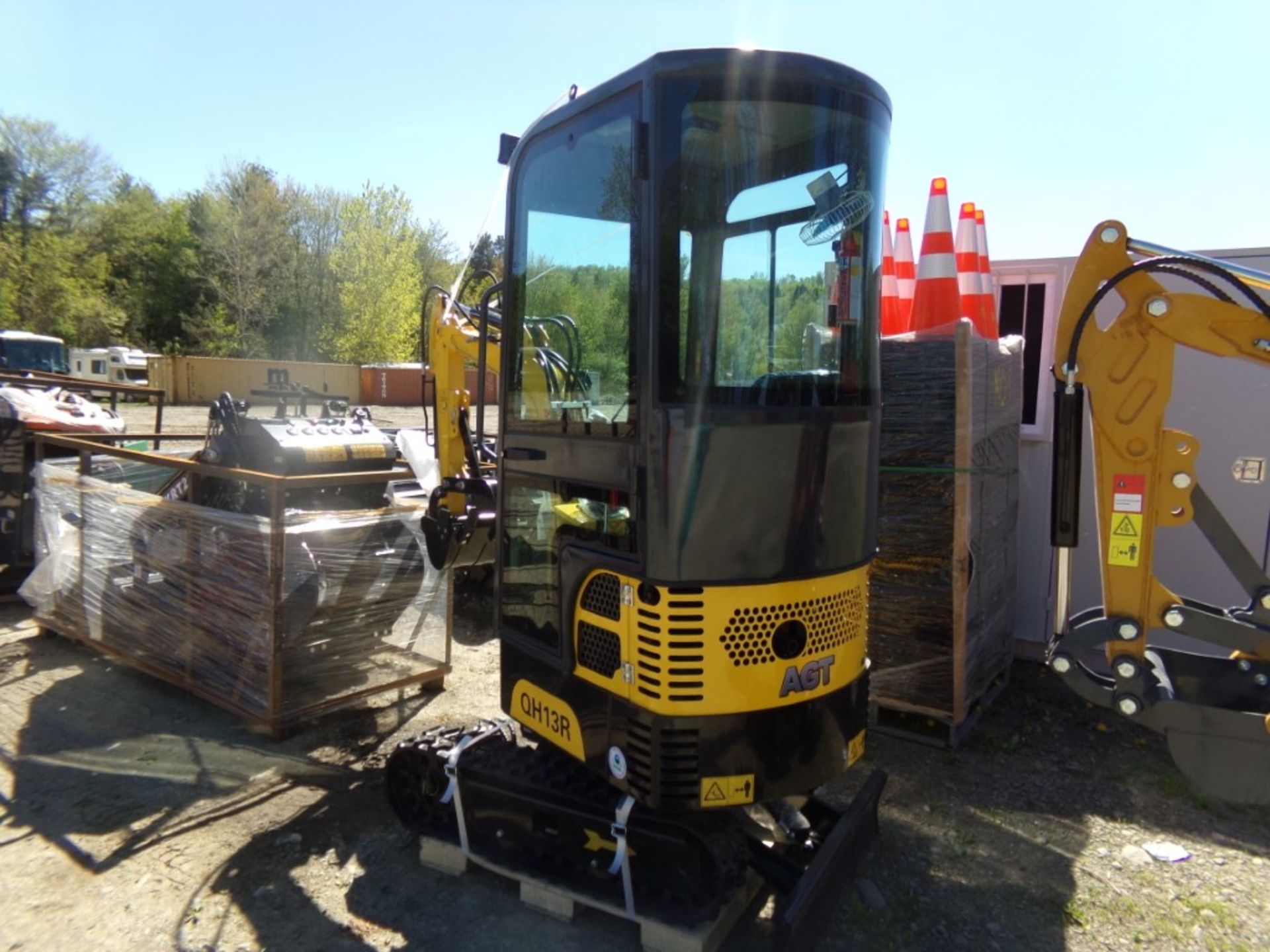 New AGT Industrial QH13R Mini Excavator with Full Cab, Stationary Thumb, Grader Blade, Yellow - Image 2 of 5