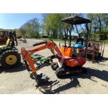 New AGT Industrial LH12R Mini Excavator with Open Cab, Stationary Thumb, Grader Blade, Gas Engine,