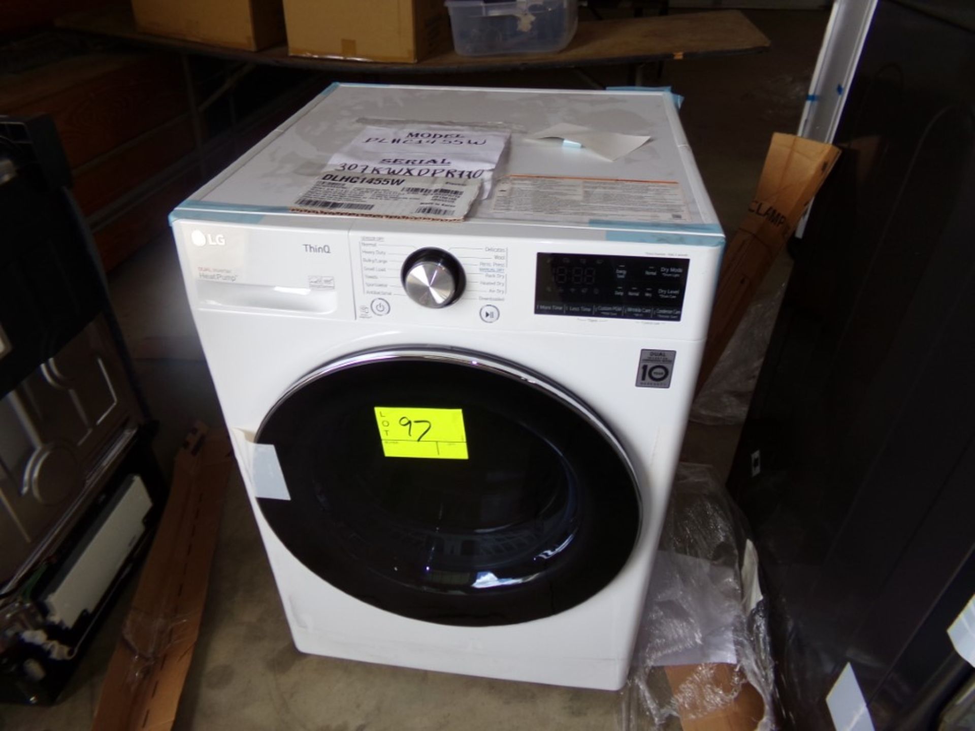 LG Thinq Model DLHC1455W Electric White Front Dryer, New, Scratch and Dent, SOLD AS IS