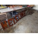 ''Welcome To The Ranch'' Copper Colored Tin Sign, 10' x 2' - 3' Tall - Real Neat