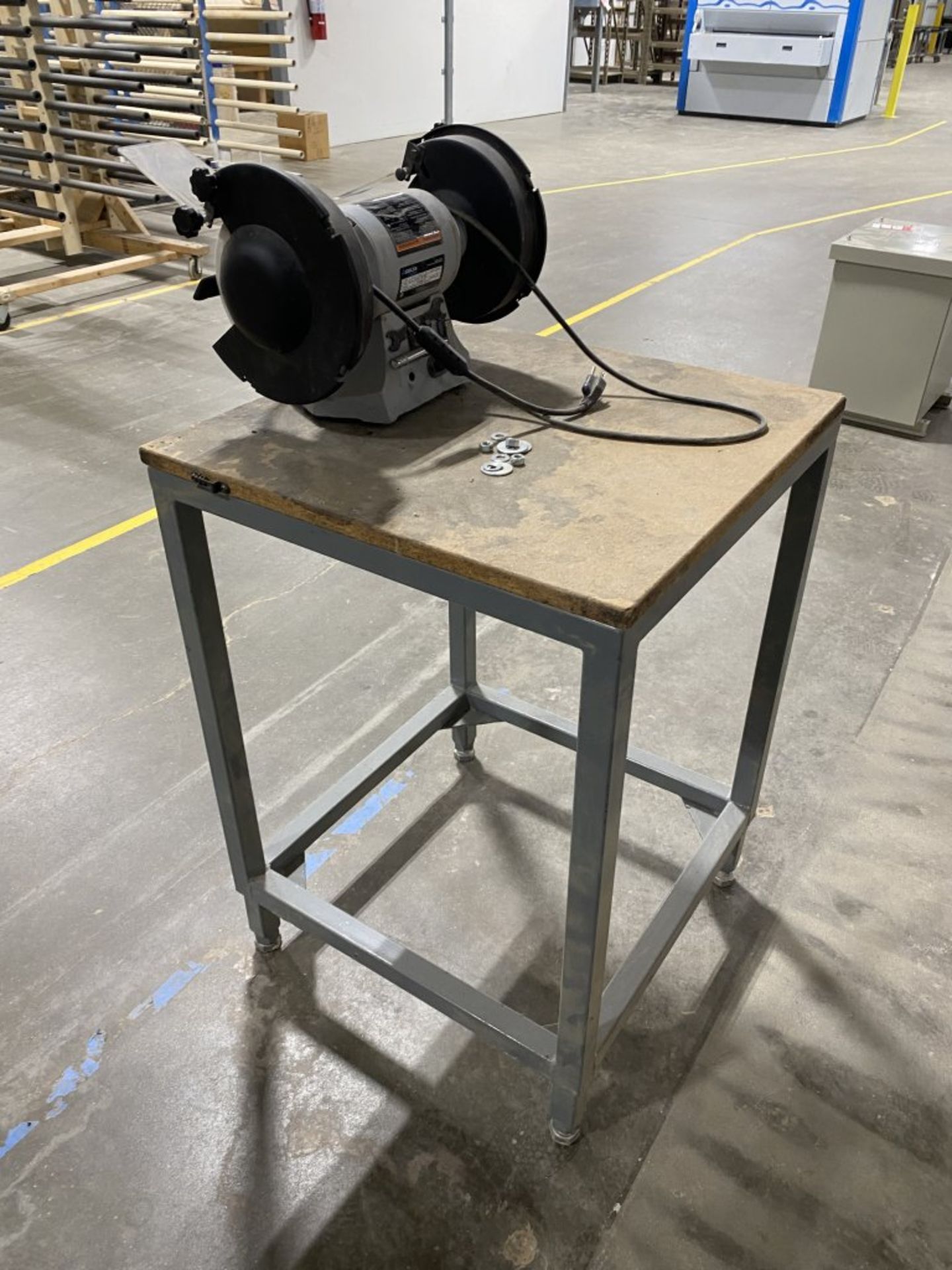 DELTA SHOPMASTER BENCH GRINDER, WITH METAL STAND - Image 4 of 6