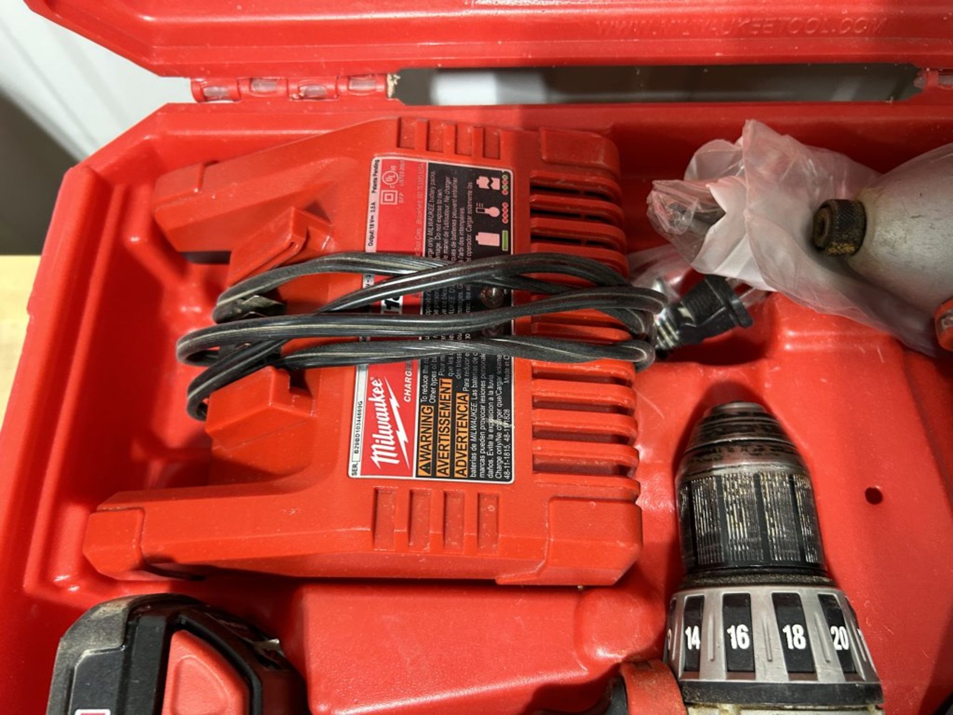 MILWAUKEE M18 LITHIUM ION IMPACT & CORDLESS DRILL SET, (2) BATTERIES, WITH CHARGER AND CASE, AND - Image 5 of 8