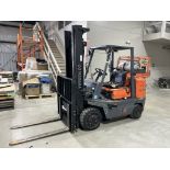 TOYOTA FGC35 FORKLIFT, 2-STAGE, 8000 LBS CAPACITY, LP GAS, SOLID TIRES, 48'' FORKS, 5626 HOURS