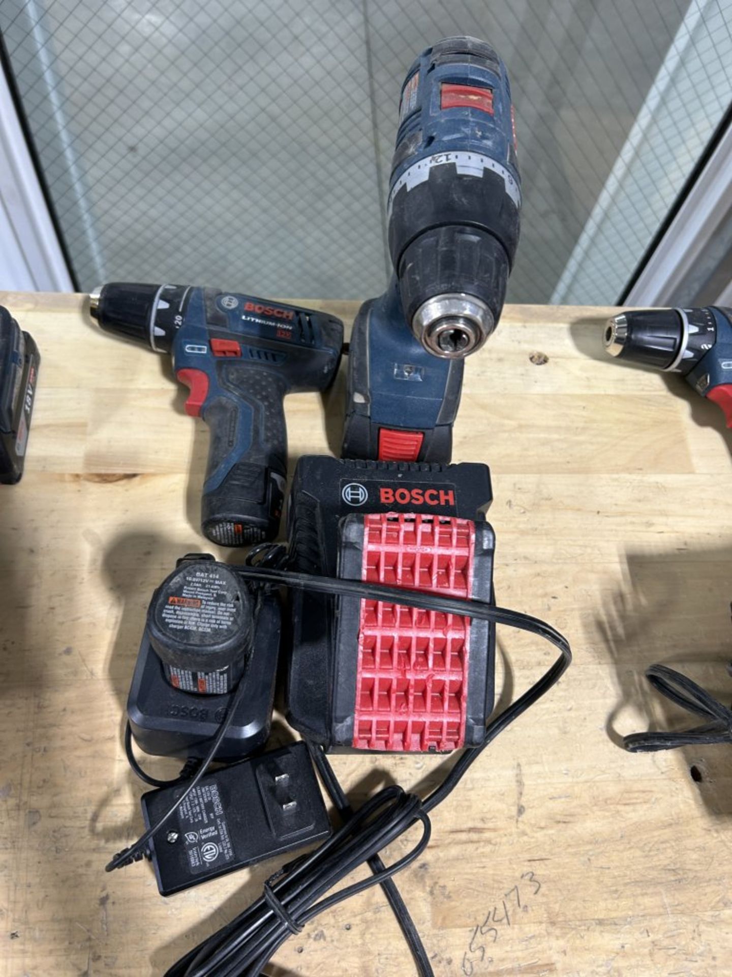BOSCH LITHIUM ION 18V & 12V CORDLESS DRILLS, EACH WITH 2 BATTERIES AND CHARGER