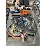 PALLET FULL OF ASSORTED HOSES, VARIOUS SIZES, WITH ASSORTED FUNNELS, PARTS, PIECES, TACK LIFE 2-