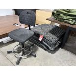 (19) INTERLOCKING 3' X 3' RUBBER FLOORING SECTIONS WITH ADJUSTABLE HEIGHT CHAIR