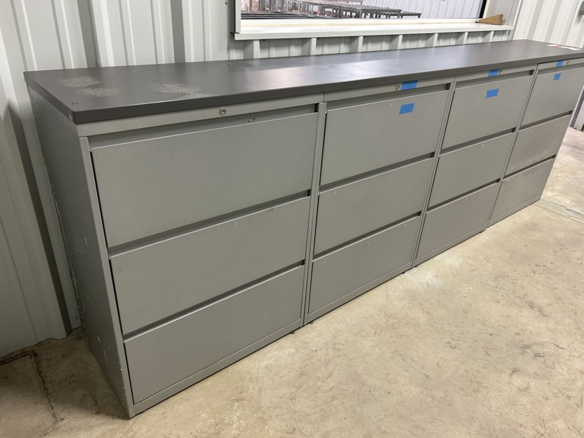 LATERAL 3-DRAWER FILE CABINET SYSTEM, (4) CABINETS WITH FULL TOP - Image 3 of 3