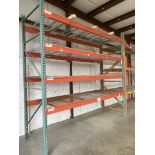 PALLET RACKING (2) 12' X 48'' UPRIGHTS, (8) 12' CROSS BEAMS, (12) METAL DECK SECTIONS