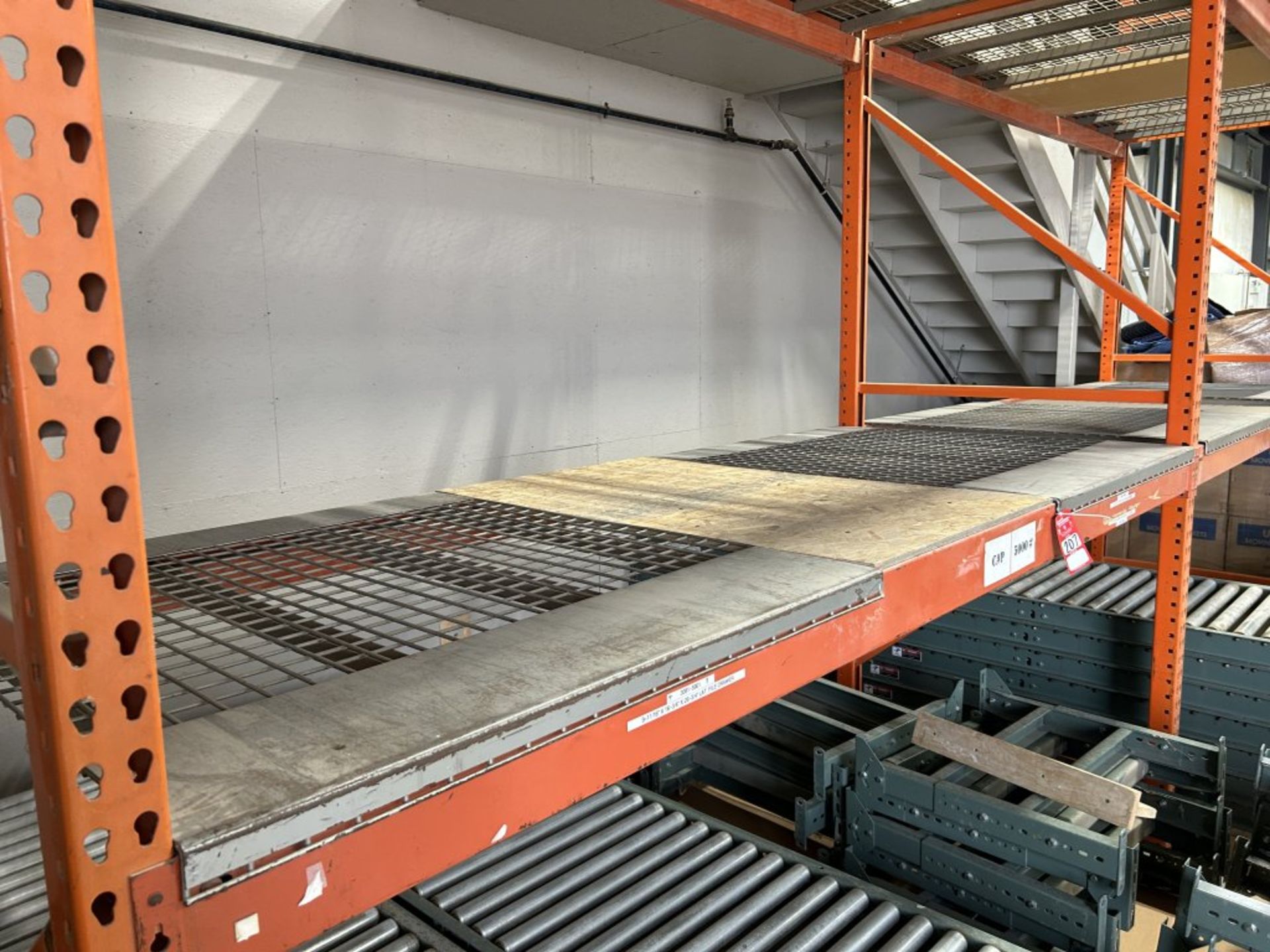 PALLET RACKING SECTION, (3) 12'T X 4'D UPRIGHTS, (8) 10' WIDE CROSSBEAMS, (8) METAL MESH SECTIONS - Image 2 of 4