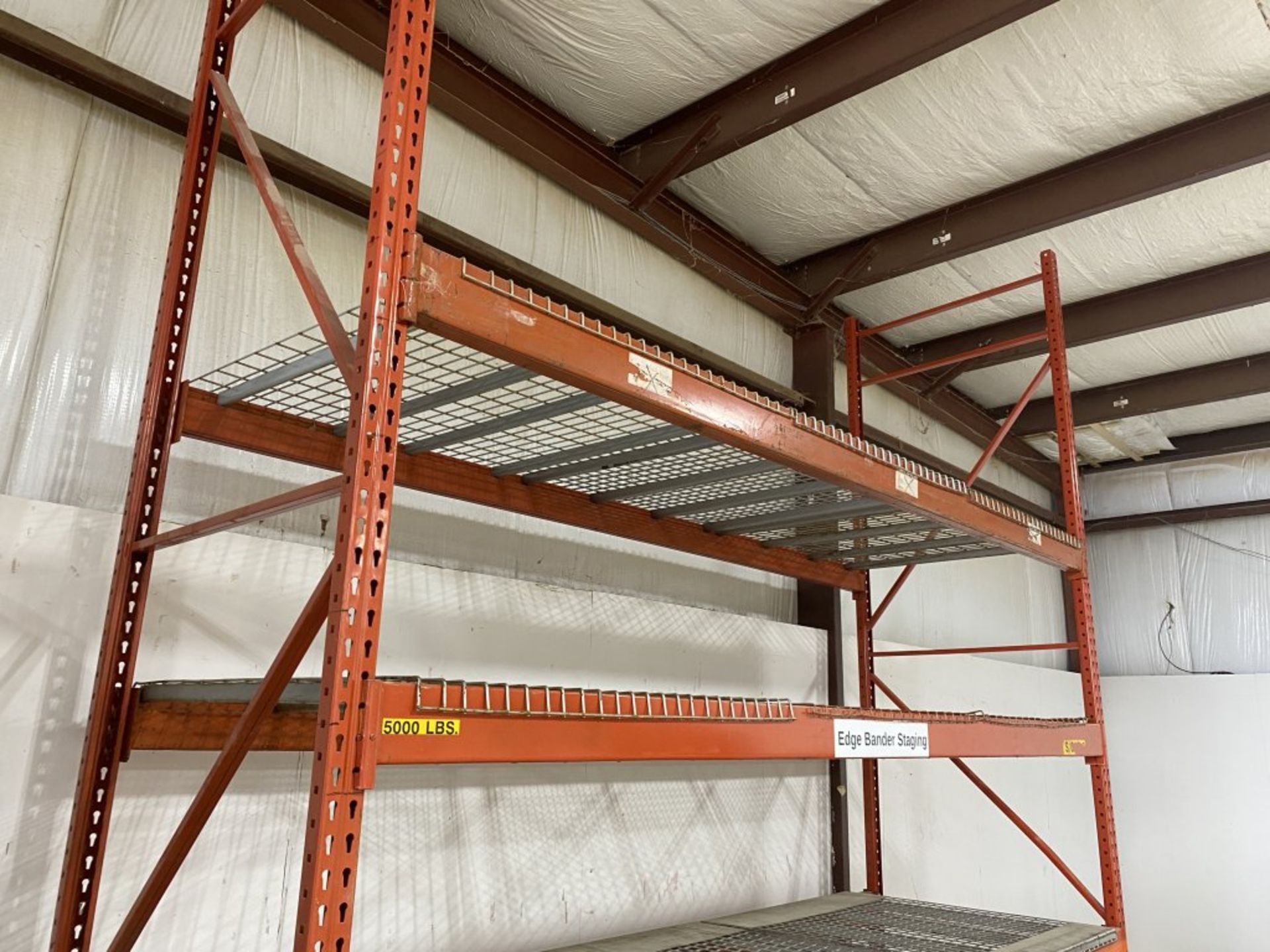 PALLET RACKING (2) 14' X 48'' UPRIGHTS, (6) 12' CROSS BEAMS, WITH (9) METAL DECK SECTIONS - Image 6 of 6