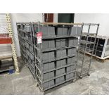 (7) ROLL-AROUND CARTS, (6) ARE FULL OF PLASTIC PARTS BINS