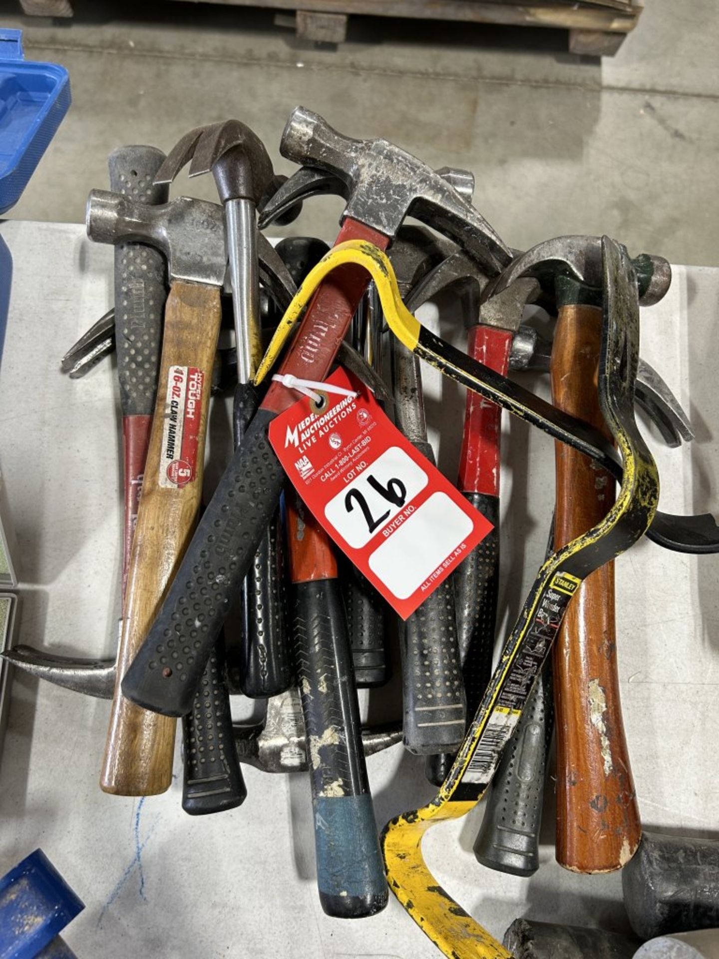 ASSORTED HAMMERS (14) AND PRY BARS (2)