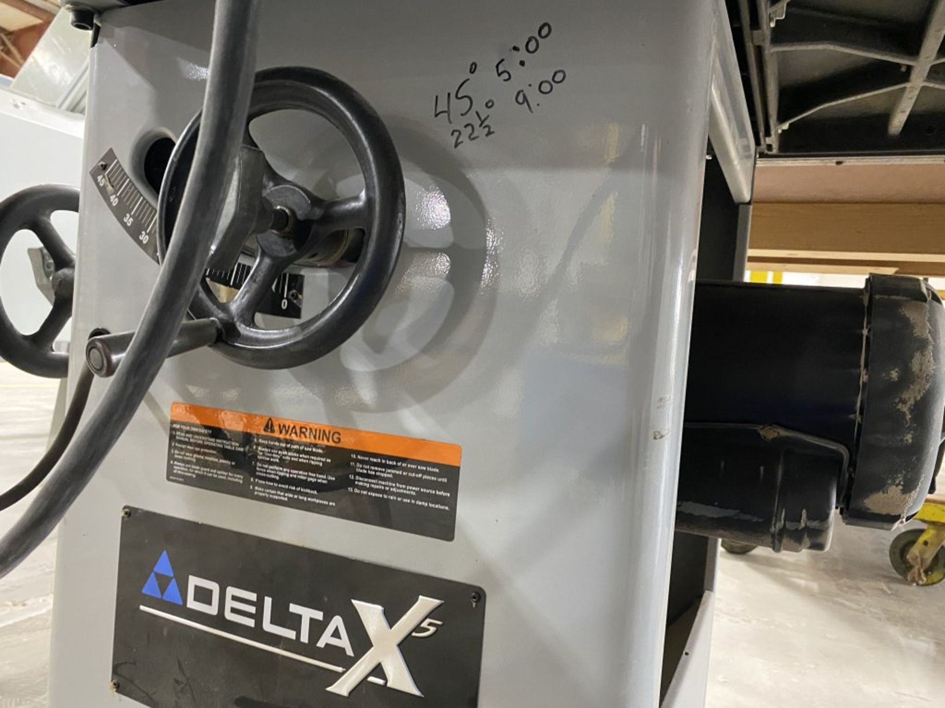 DELTA X5 UNISAW TABLE SAW, SINGLE PHASE, WITH EXTENSION, S/N: 05H108224 - Image 8 of 9