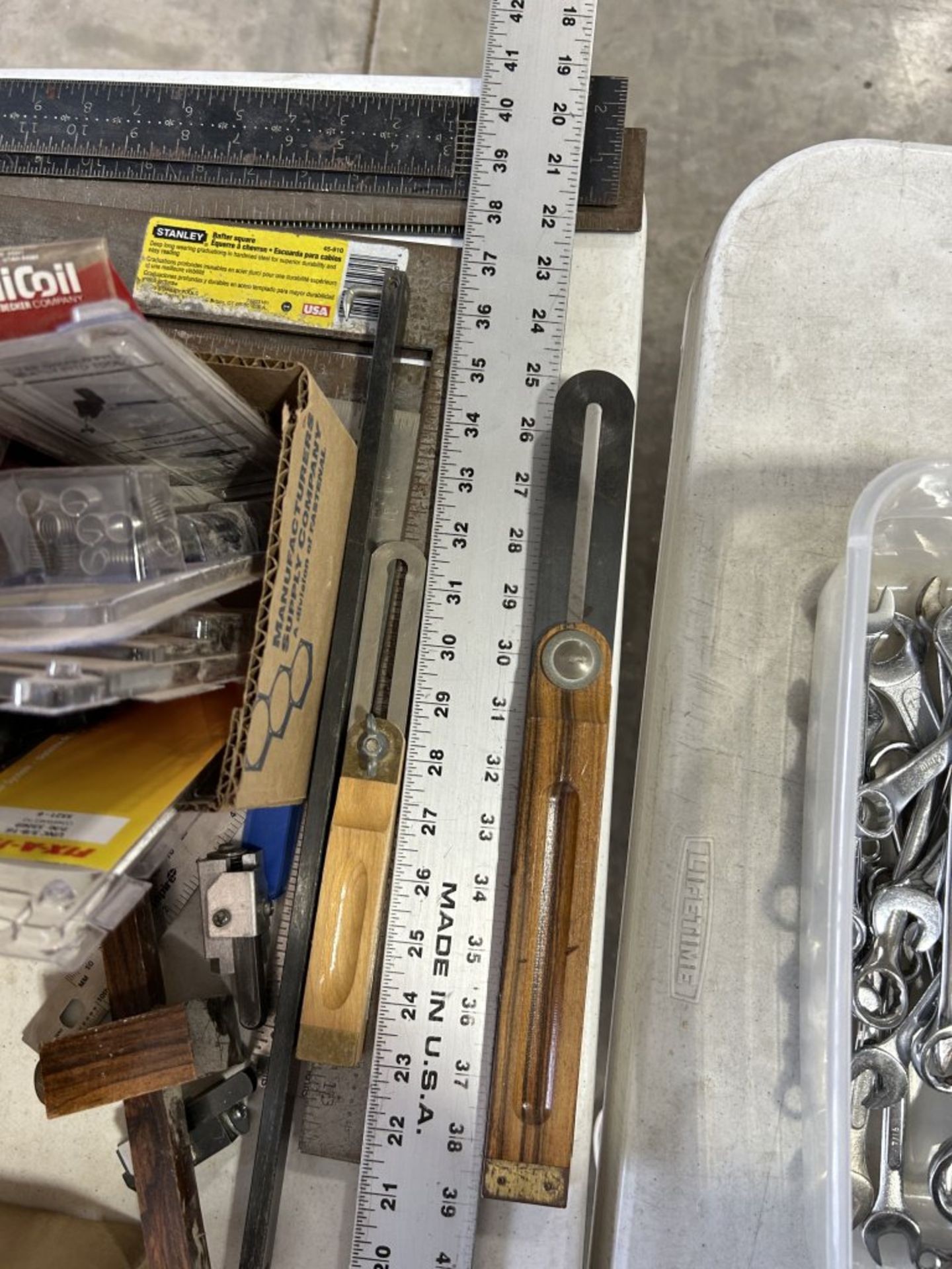 ASSORTED C-CLAMPS, PRECISION SQUARES, FRAMING SQUARES, ETC.