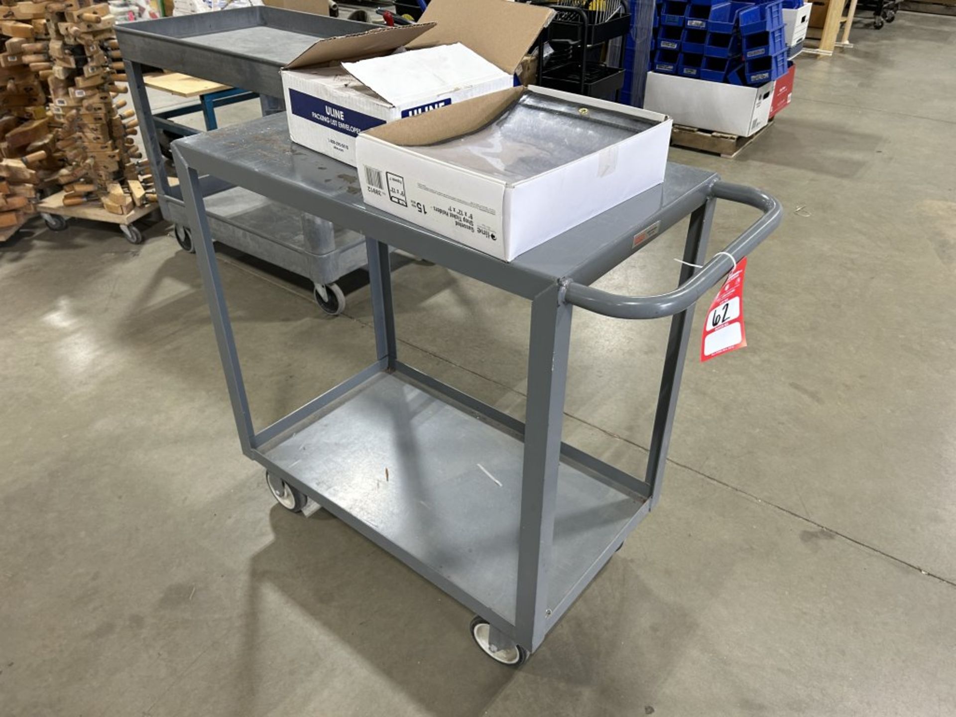 METAL CART ON CASTERS, 32" X 18"
