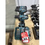 (3) MAKITA 18V CORDLESS DRILLS WITH BATTERIES AND CHARGER