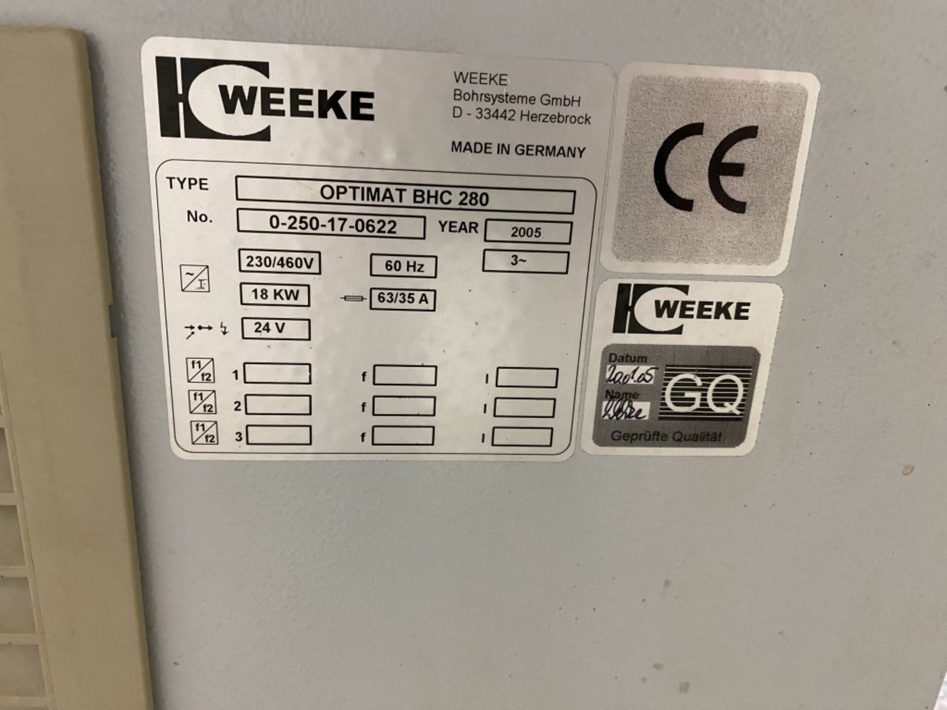 2005 WEEKE OPTIMAT BHC 280, 3/12, WITH CONTROL CENTER, S/N: 0-250-17-0622, 230/460V, 3-PHASE, WITH - Bild 24 aus 31