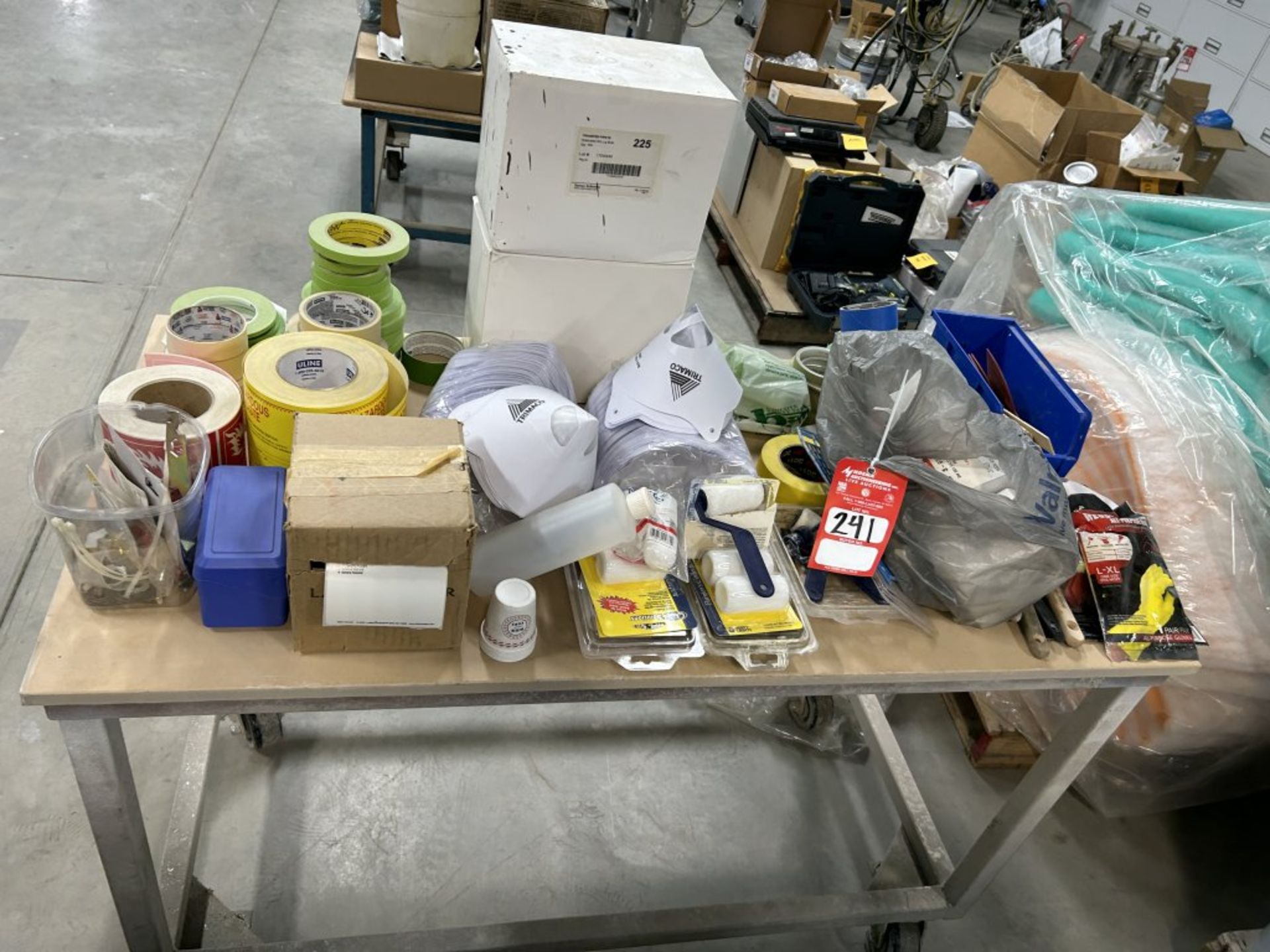 ROLLING CART WITH ASSORTED PAINTING SUPPLIES