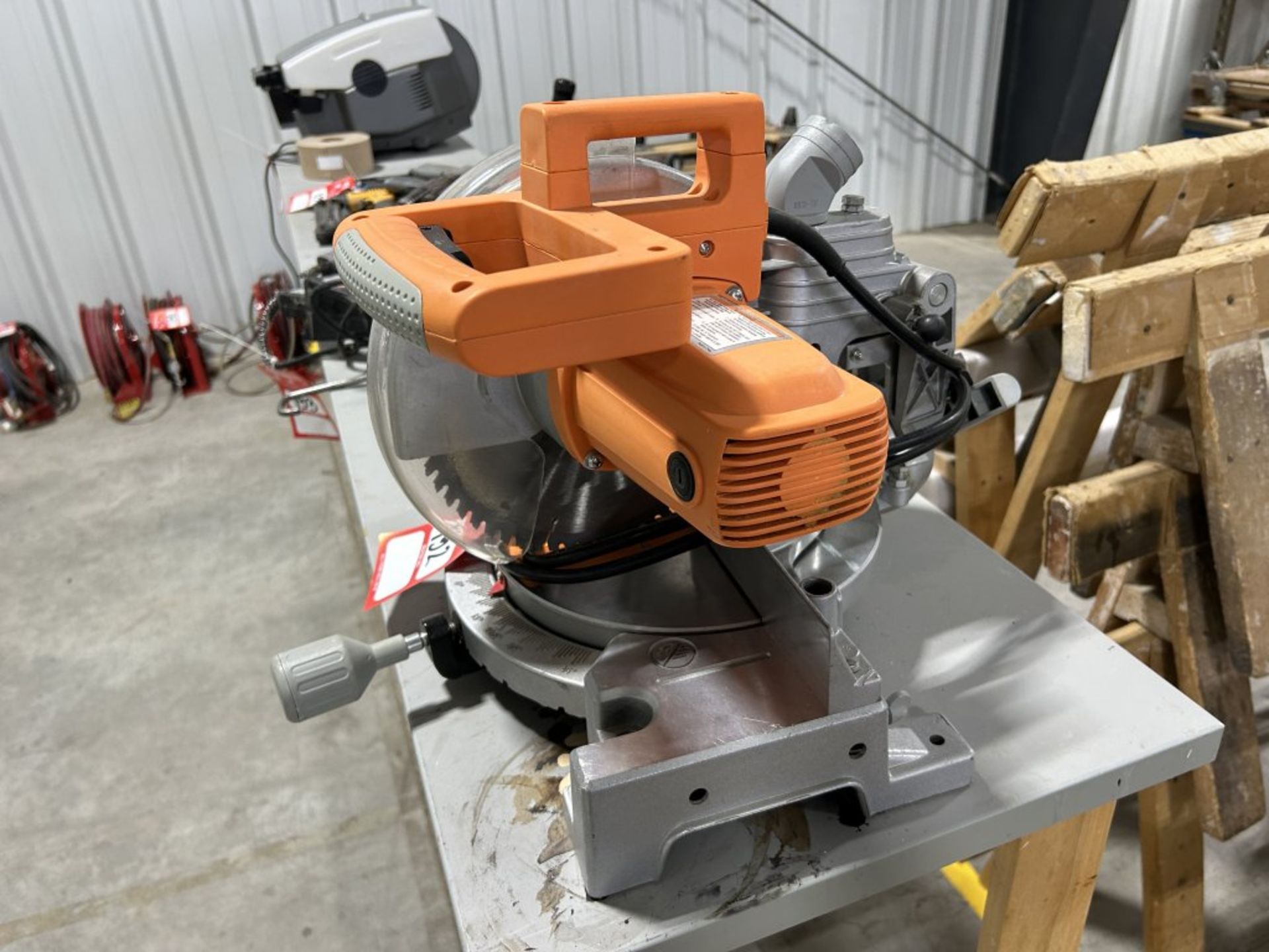 CHICAGO ELECTRIC 10'' COMPOUND MITER SAW WITH 97''W X 18''D TABLE - Image 2 of 6