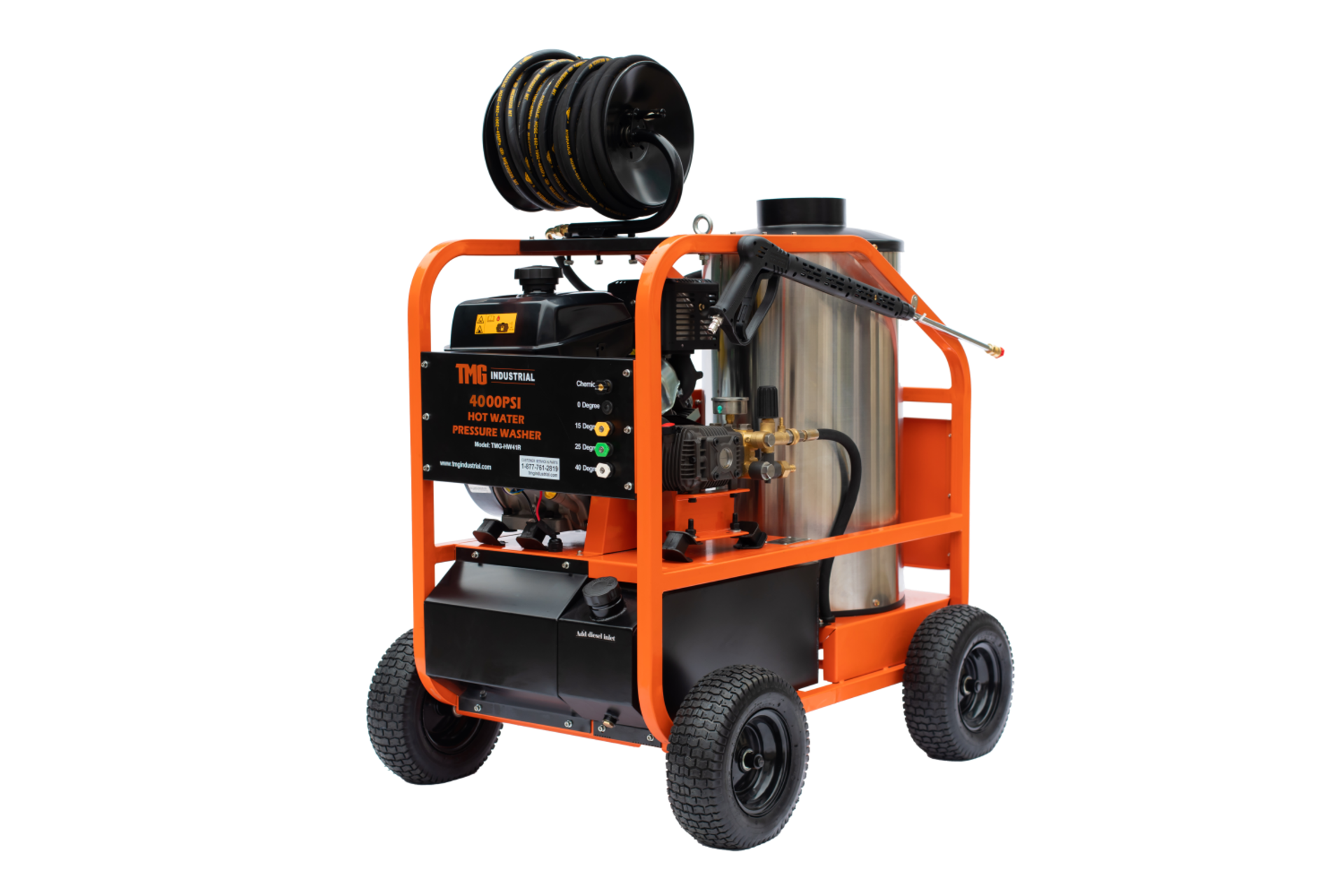 TMG-HW41R TMG INDUSTRIAL 4000 PSI HOT WATER PRESSURE WASHER WITH 100' HOSE REEL, 14 HP KOHLER - Image 9 of 20