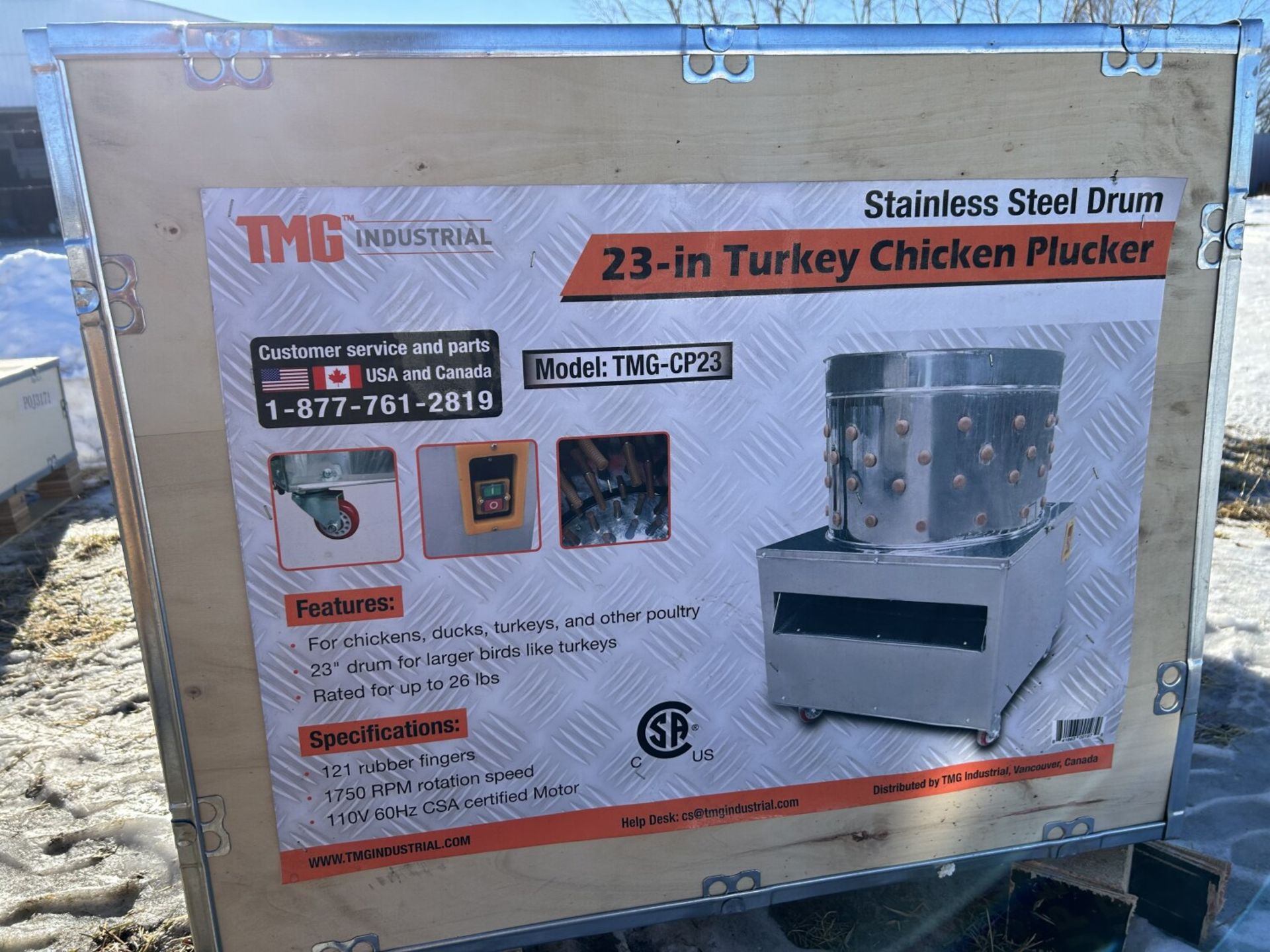 TMG-CP23 TMG INDUSTRIAL 23'' CHICKEN PLUCKING MACHINE, STAINLESS STEEL DRUM, CASTER WHEELS, - Bild 7 aus 7