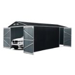 TMG-MS1320A TMG INDUSTRIAL 13' X 20' METAL GARAGE SHED WITH DOUBLE FRONT DOORS, 7'9'' PEAK HEIGHT,