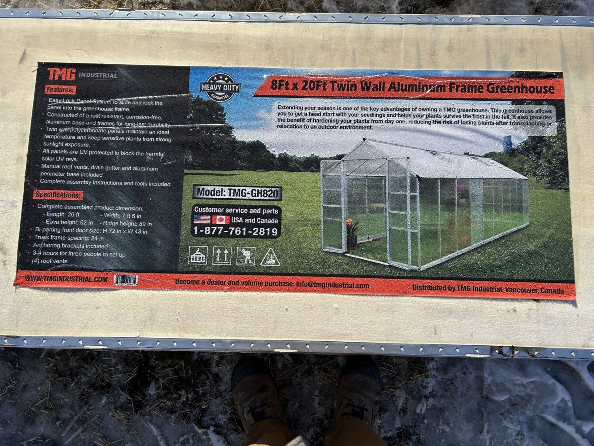 TMG-GH820 TMG INDUSTRIAL 8' X 20' ALUMINUM FRAME GREENHOUSE W/4 MM TWIN WALL POLYCARBONATE PANELS, - Image 7 of 7