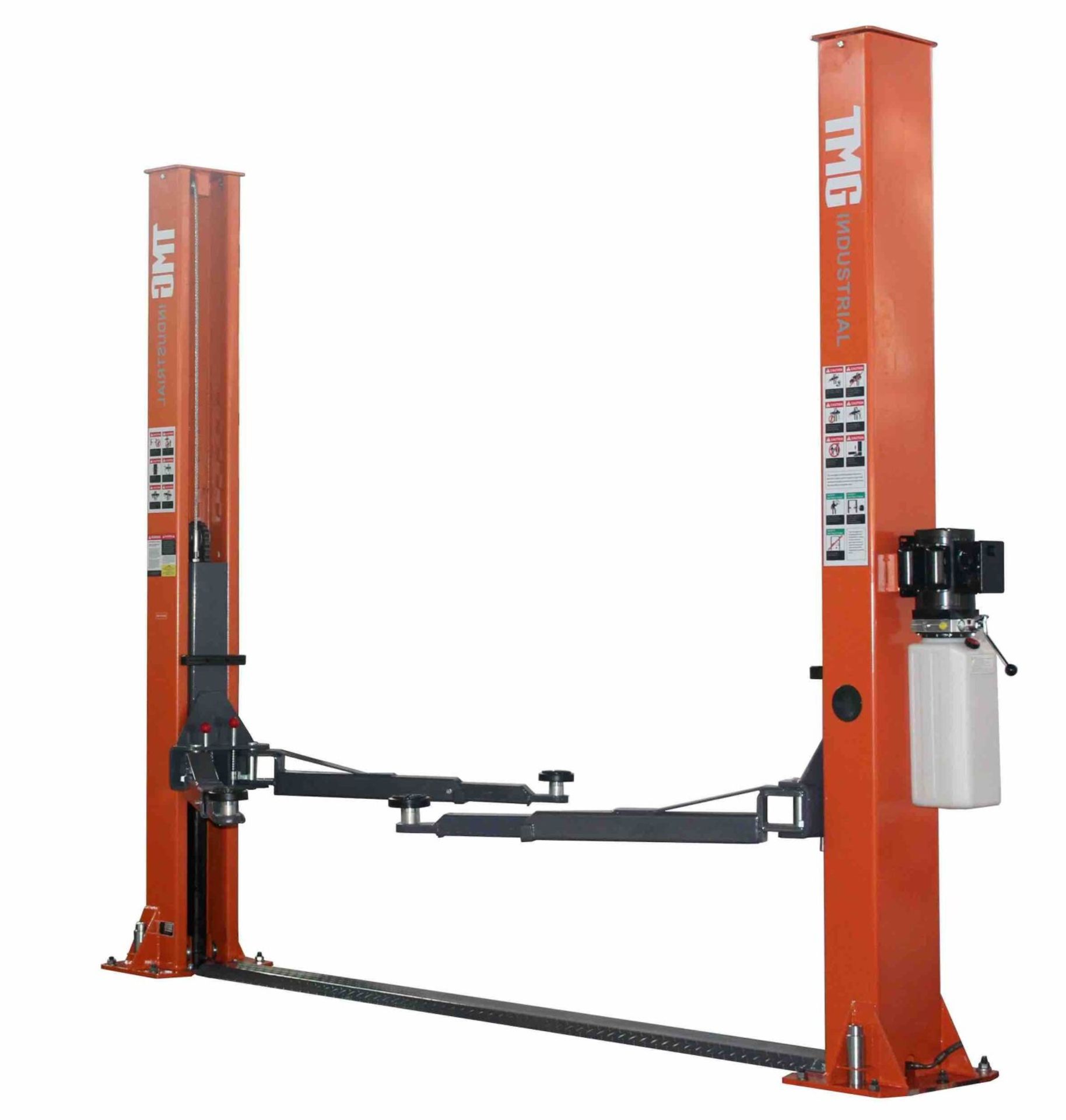 TMG-TPL45 TMG INDUSTRIAL 10,000-LB TWO POST FLOOR PLATE AUTO LIFT, SYMMETRIC ARMS, 77'' LIFT HEIGHT, - Image 2 of 6