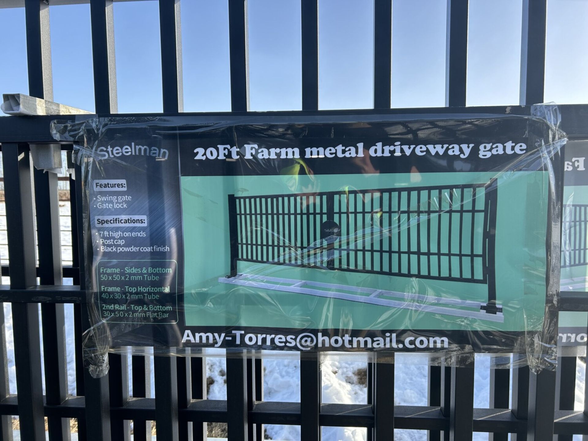 UNUSED 2024 STEELMAN 18 FT BI-PARTING GATE, 19 FT OPENING W/ POSTS AND GALVANIZED BASE - Image 9 of 9