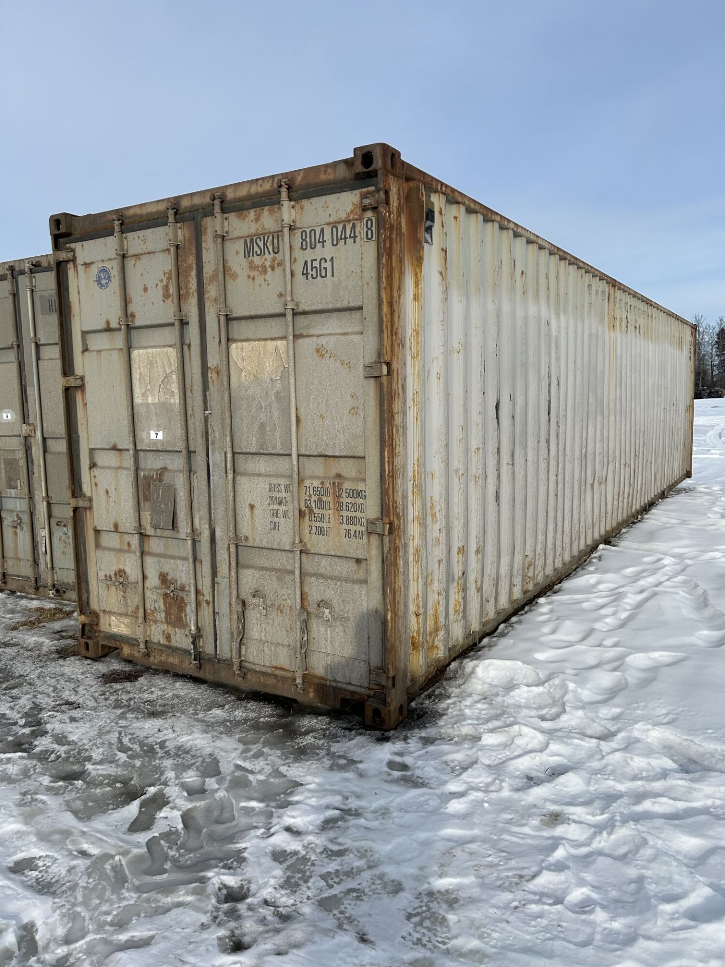 2000 HIGH CUBE 40' SEA CONTAINER, DOORS ON ONE END S/N MSKU8040448 (NO LOADING ASSISTANCE AVAILABLE) - Image 2 of 4