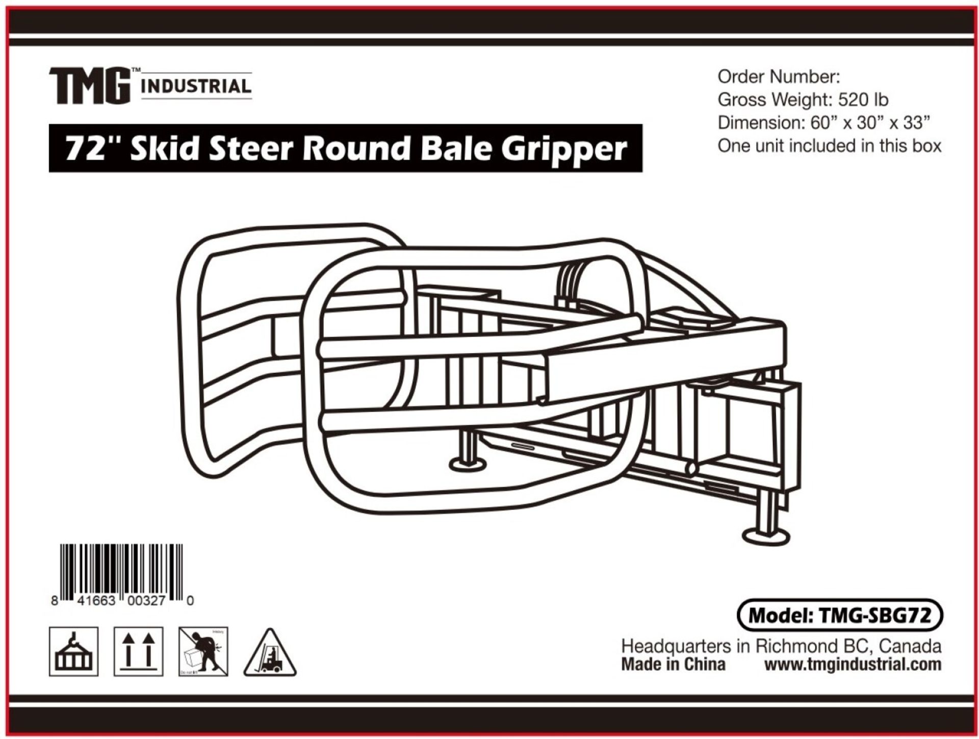 TMG-SBG72 SKID STEER ROUND BALE GRIPPER/SQUEEZE - Image 8 of 9