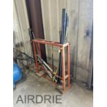 *OFFSITE* STEEL PIPE RACK W/ FORK POCKETS, CROW BARS, SNIPES, ETC.