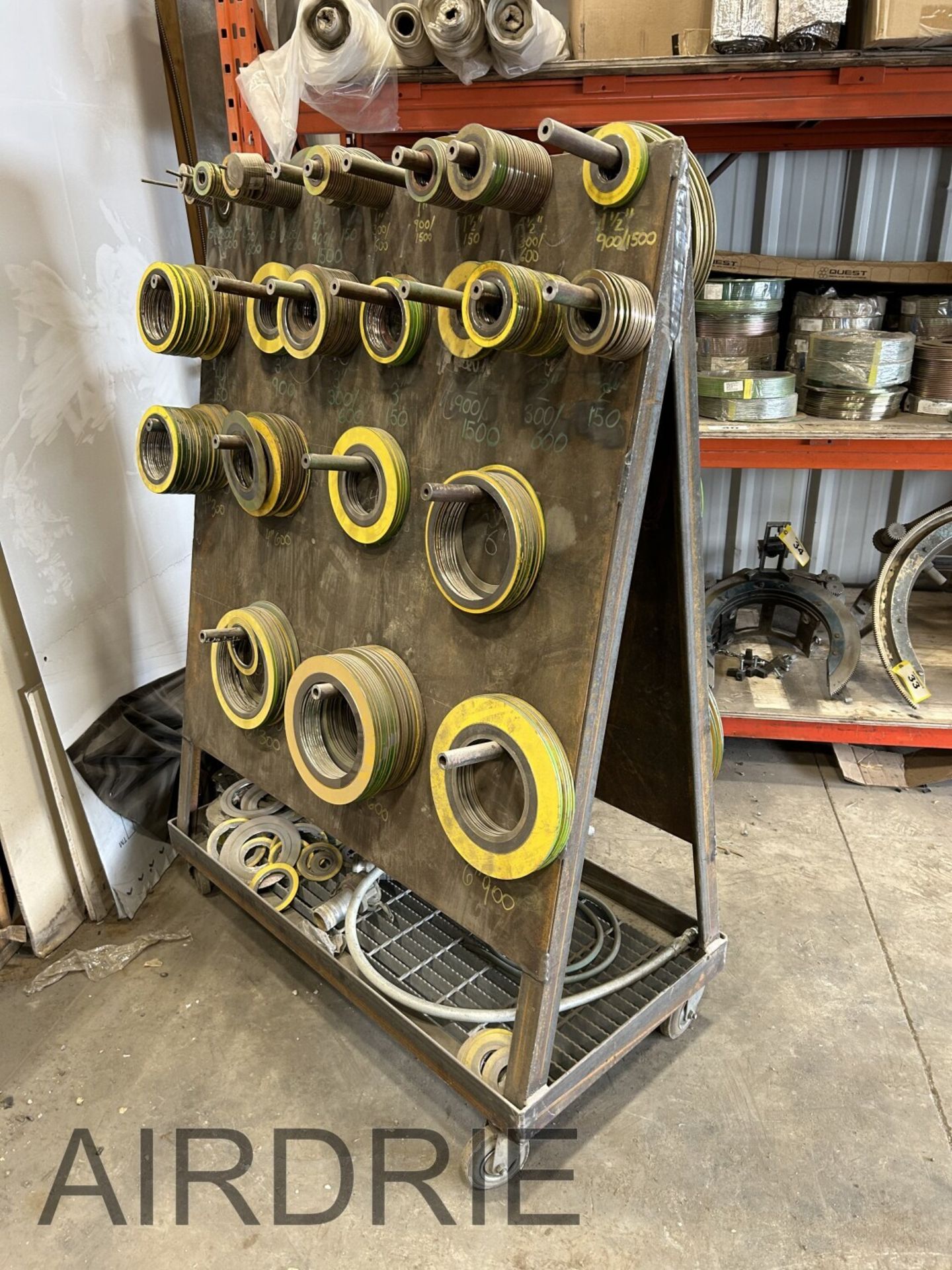 *OFFSITE* L/O ASSORTED SPIRAL WOUND GASKETS ON ROLLING A-FRAME CART - Image 3 of 5