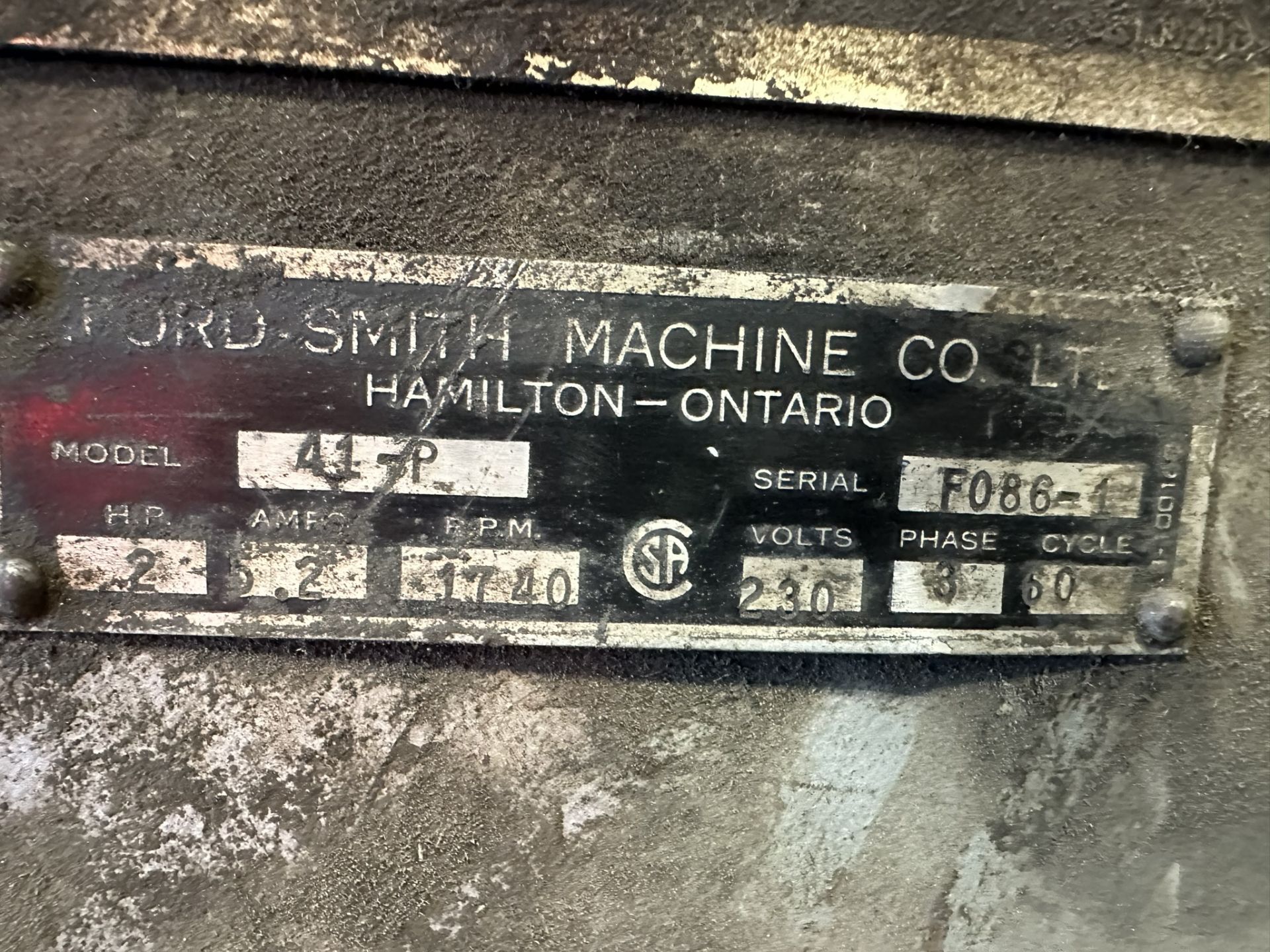 *OFFSITE* FORD SMITH INDUSTRIAL PEDESTAL GRINDER, 12", 2HP/230V/3PH, MOD. 41P, S/N F086-1 - Image 7 of 7