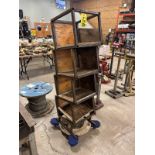 SHOP BUILT SHELF UNIT W/ WHEELS, 16"X24"X66"H