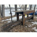 STEEL WELDING TABLE 96"X29" W/ ASSORTED STEEL PIPE, BAR, CHANNEL