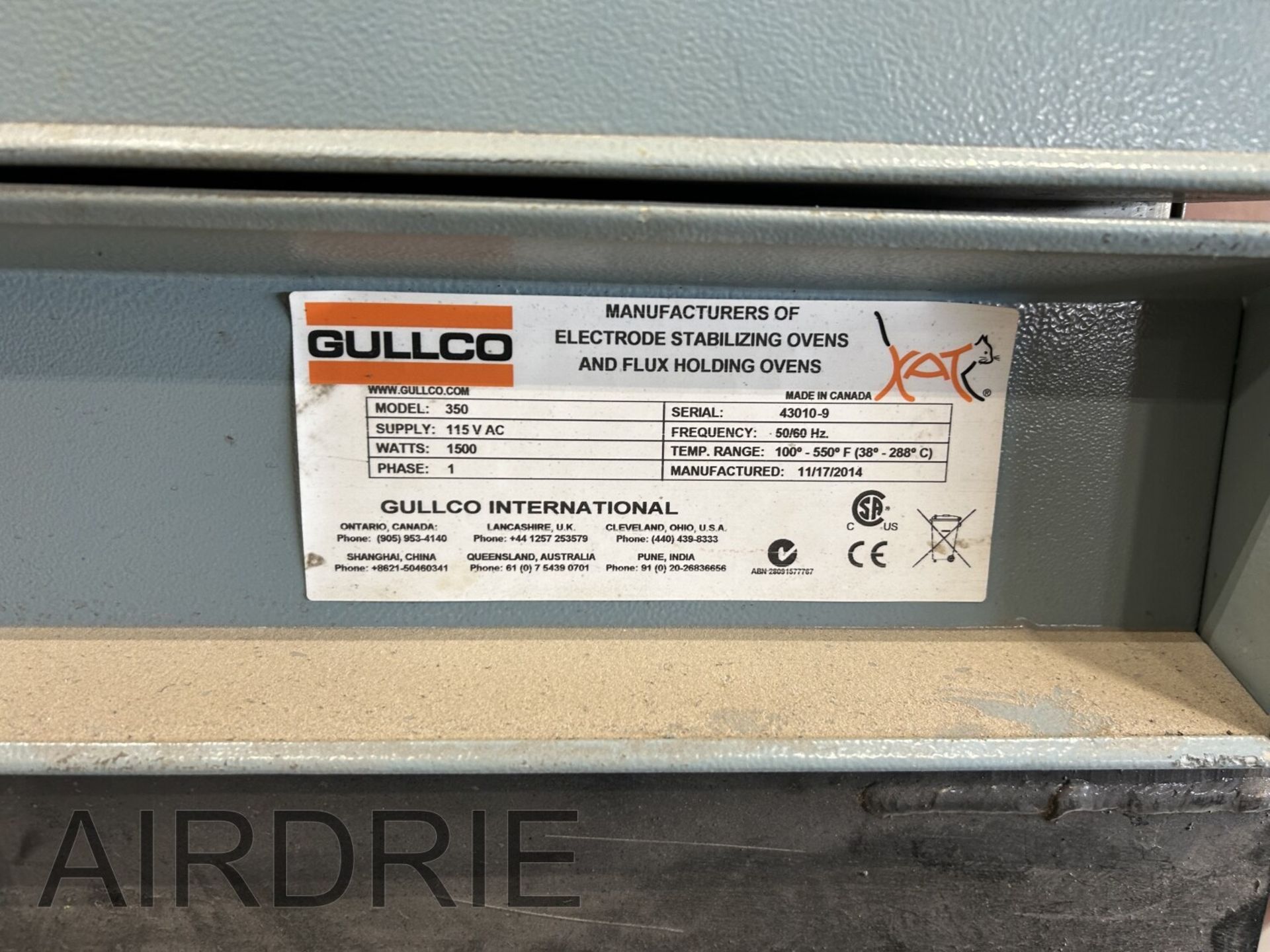 *OFFSITE* GULLCO 350 ELECTRODE STABILIZING OVEN W/ STEEL STAND, S/N 43010-9 - Image 5 of 6