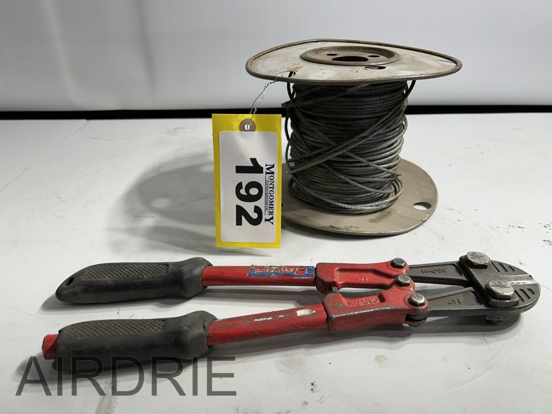 *OFFSITE* ROLL OF AIRCRAFT CABLE AND WESTWARD 14" BOLT CUTTERS