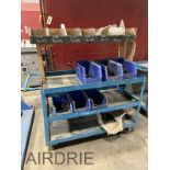 *OFFSITE* HD MATERIAL CART 48"X24"X34"H W/ ASSORTED POLY BINS AND ASSORTED FLANGE STUDS AND BOLTS