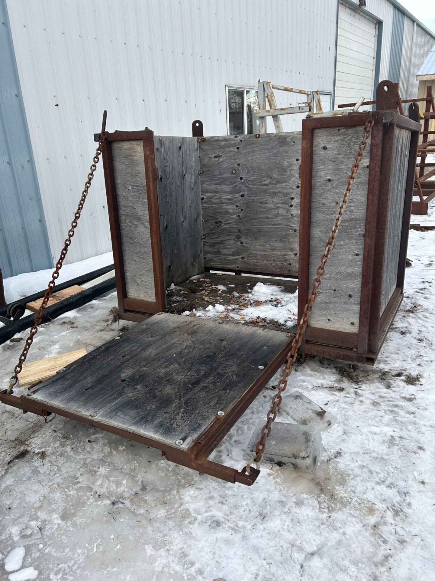 Steel FRAMED MATERIAL BOX W/ RAMP DOOR & LIFTING HOOKS 76"X54"X50" - Image 4 of 4