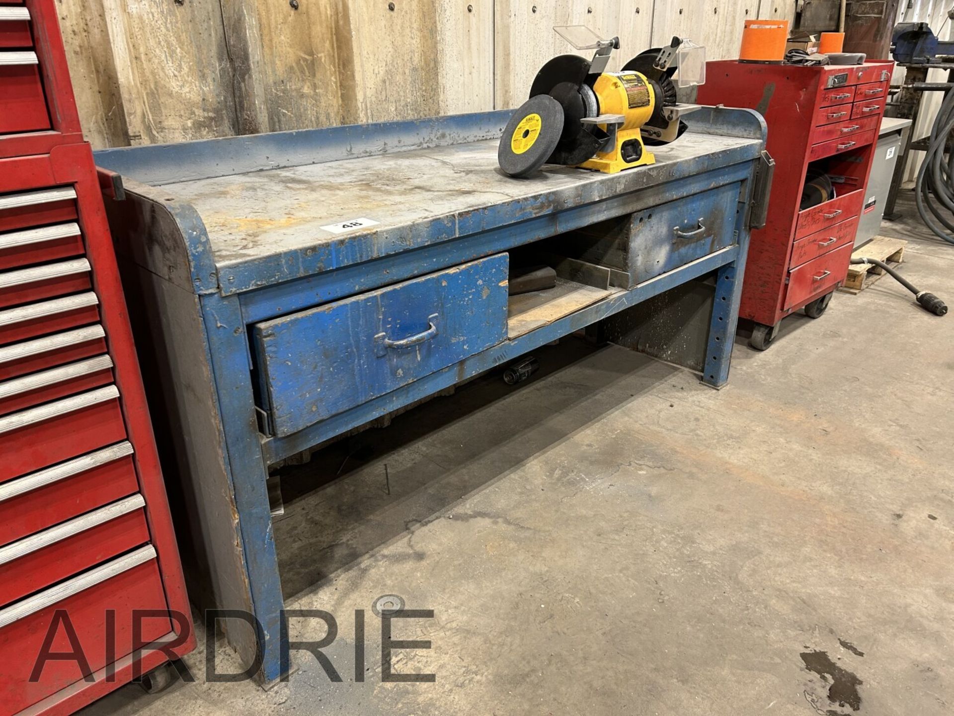 *OFFSITE* STEEL WORK TABLE 72"X25"X35",(DOES NOT INCLUDE BENCH GRINDER)