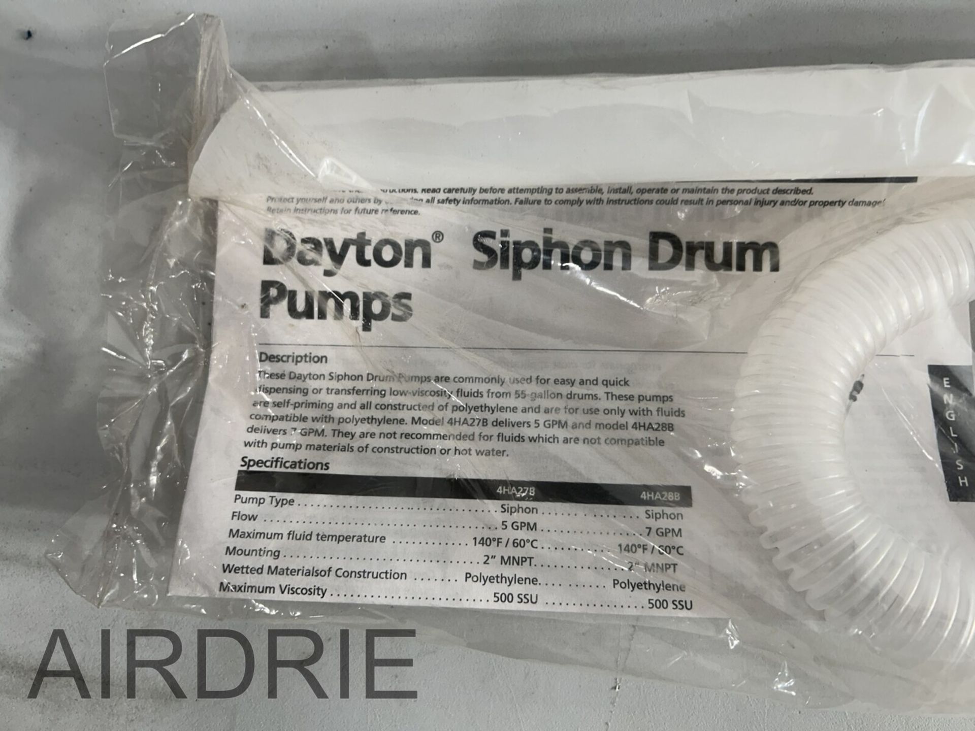 *OFFSITE* DAYTON SIPHON DRUM PUMP - Image 2 of 3